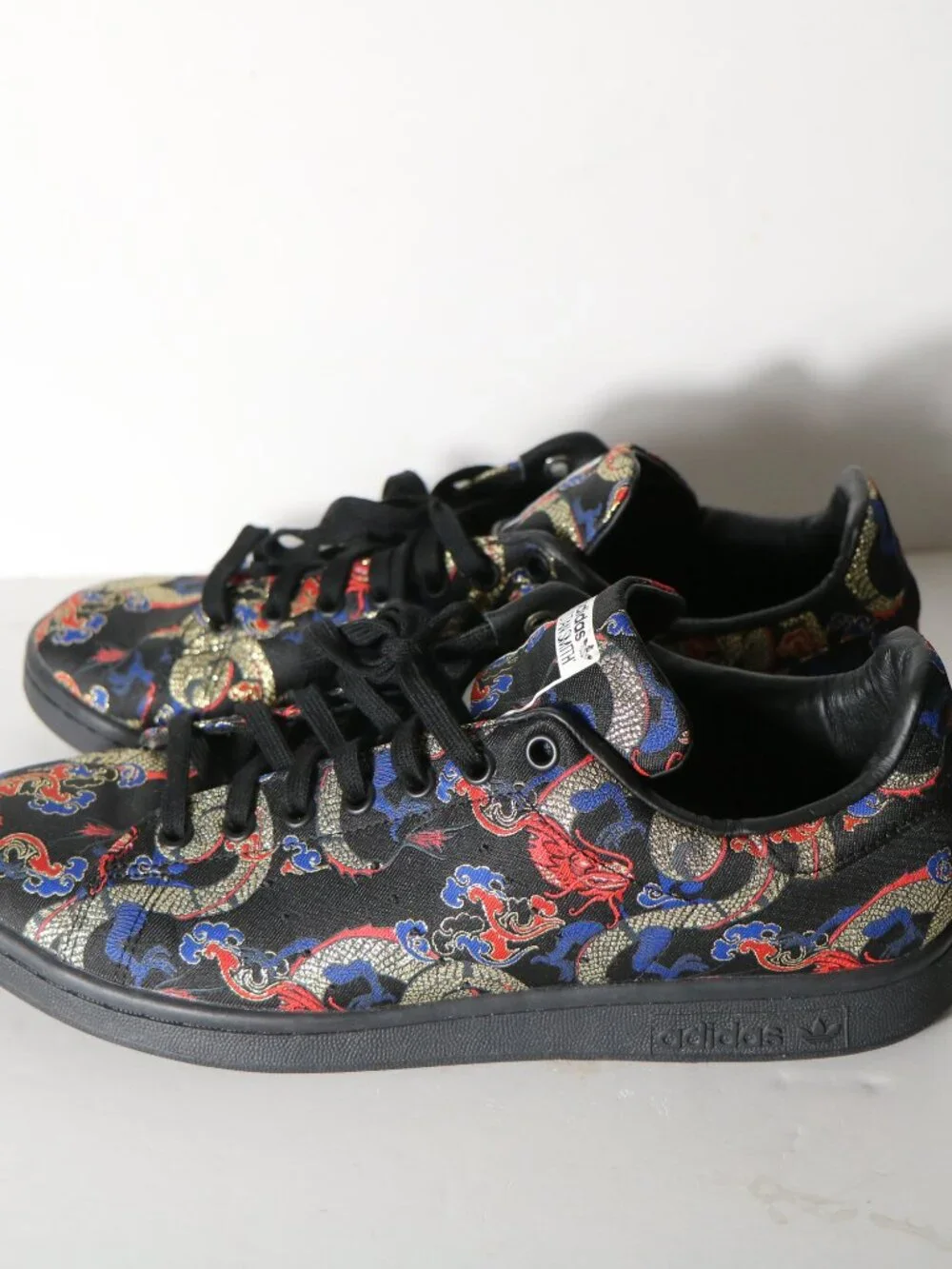 Adidas Stan Smith Mens Dragon‎ Printed Boat Festival Sneakers 10.5 Black Low Top